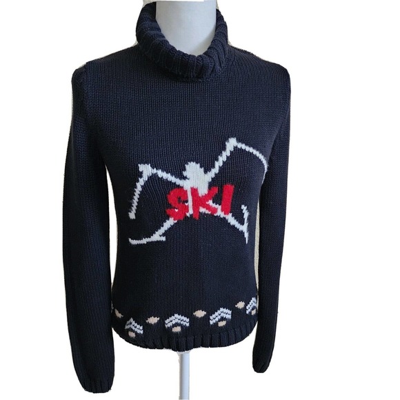 Tommy Hilfiger Sweaters - Vintage Tommy Hilfiger Jeans Sz S SKI Chunky Knit Mock Neck Sweater Japan 1980s